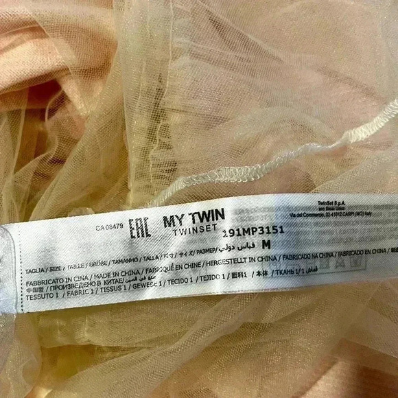 TWINSET baby pink cardigan with tulle hem size M - Picture 4 of 14